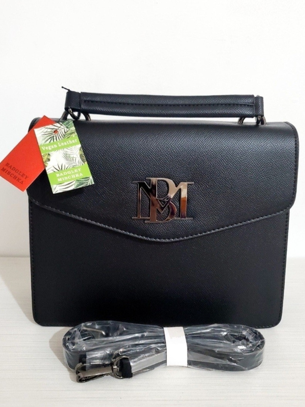 NWT Badgely Mischka Black Top Handle Crossbody